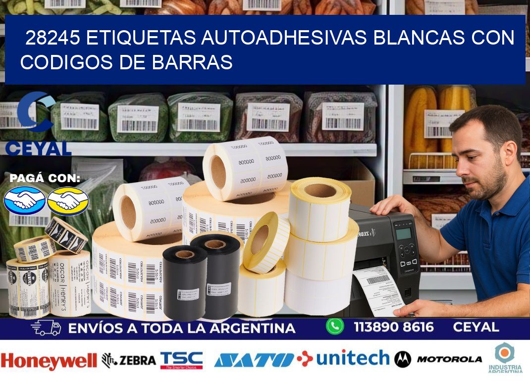 28245 etiquetas autoadhesivas blancas con codigos de barras