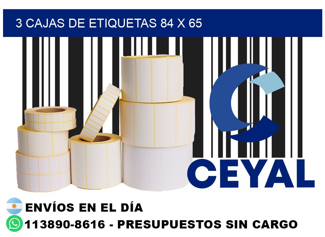 3 cajas de etiquetas 84 x 65