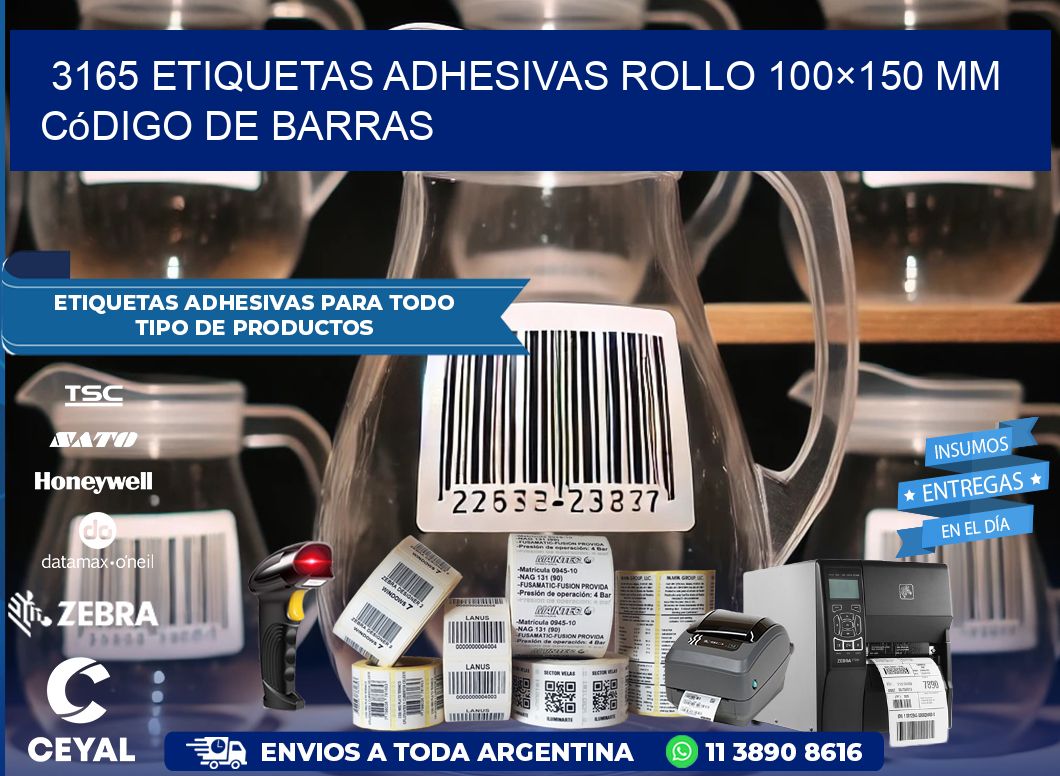 3165 etiquetas adhesivas rollo 100×150 mm código de barras