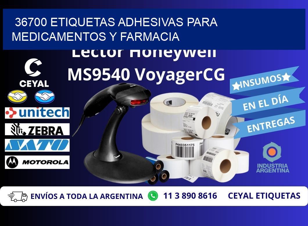 36700 Etiquetas adhesivas para medicamentos y farmacia