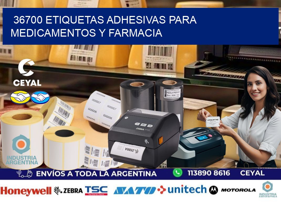 36700 Etiquetas adhesivas para medicamentos y farmacia