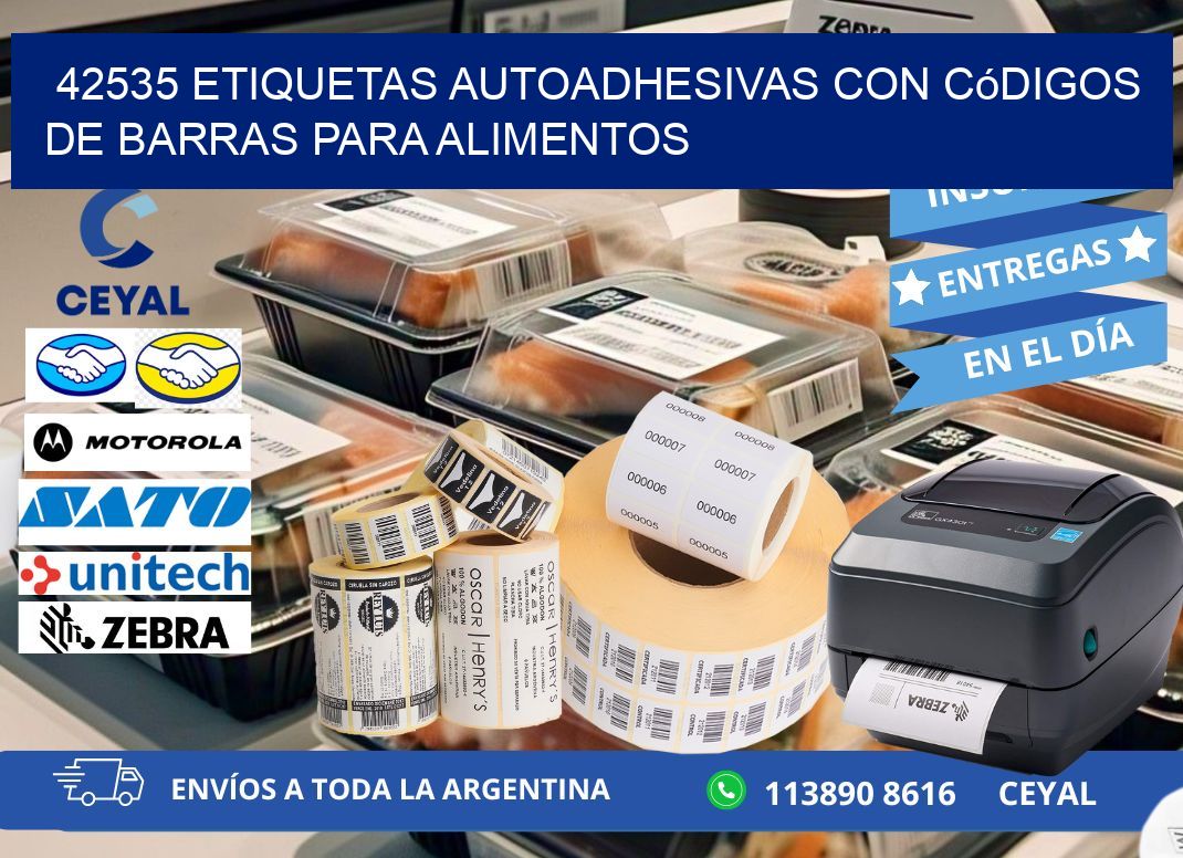 42535 Etiquetas autoadhesivas con códigos de barras para alimentos