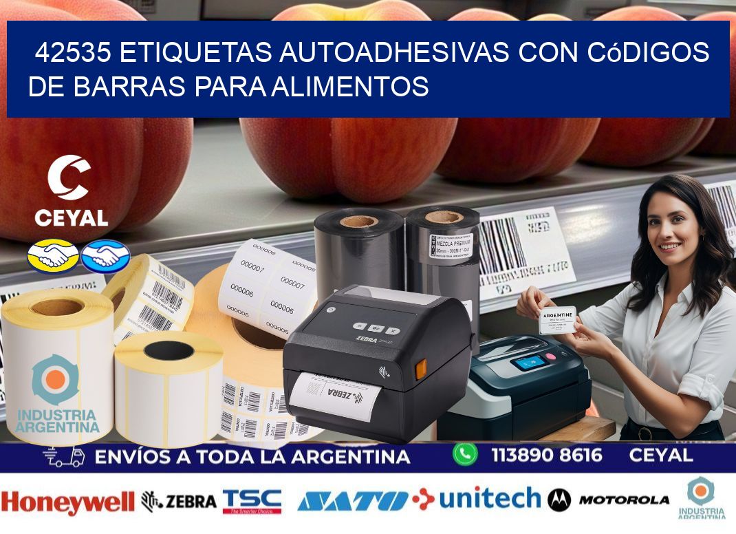 42535 Etiquetas autoadhesivas con códigos de barras para alimentos