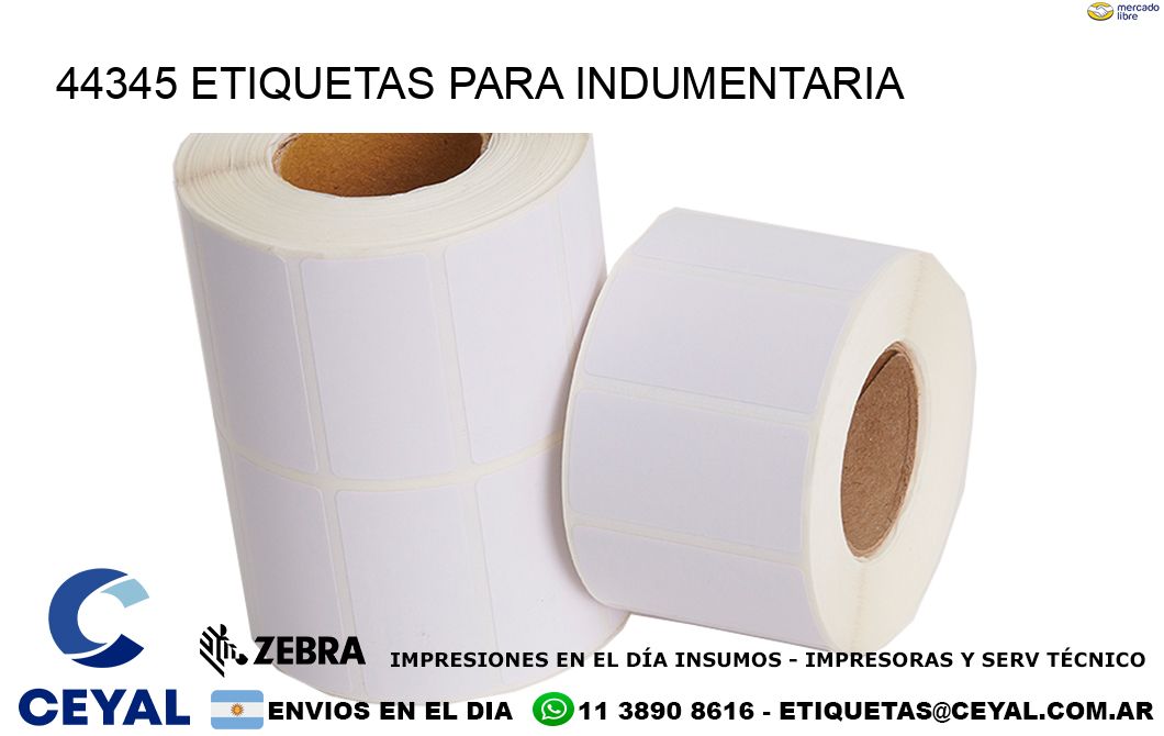 44345 Etiquetas para indumentaria