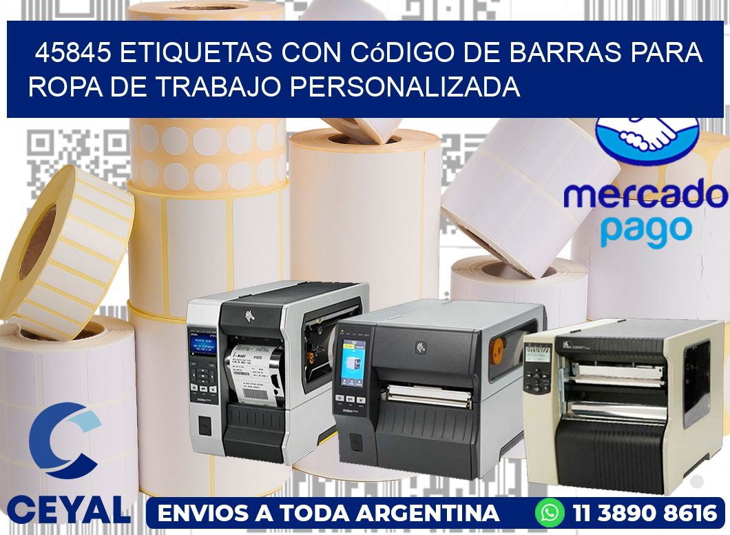 45845 Etiquetas con código de barras para ropa de trabajo personalizada