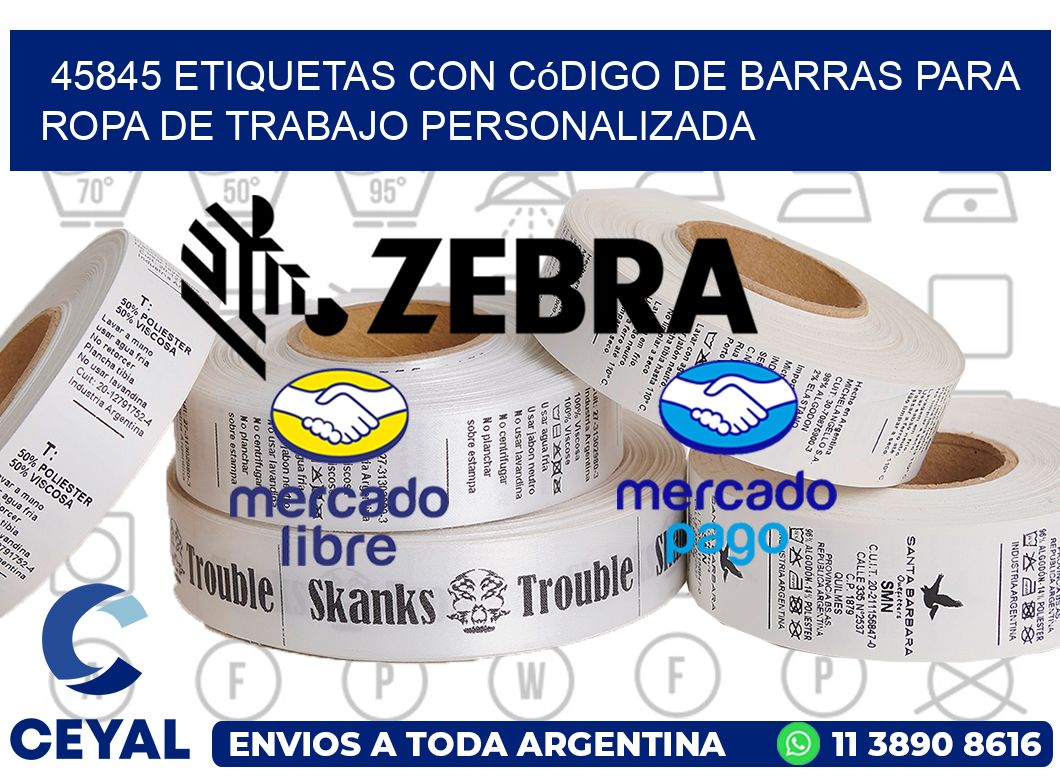 45845 Etiquetas con código de barras para ropa de trabajo personalizada