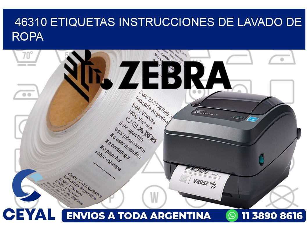 46310 etiquetas instrucciones de lavado de ropa