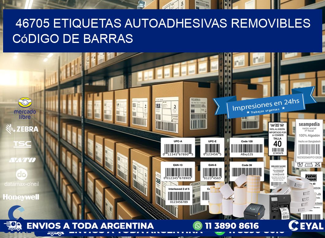 46705 etiquetas autoadhesivas removibles código de barras