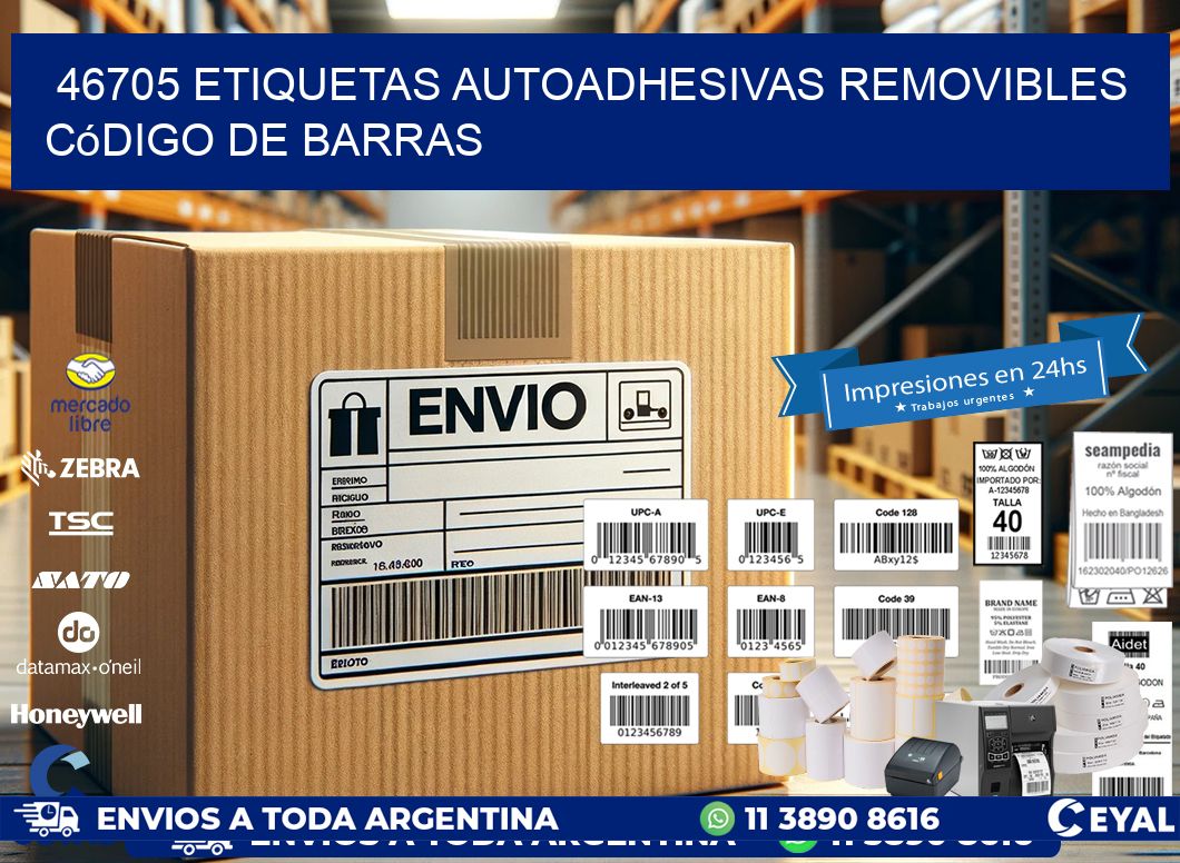 46705 etiquetas autoadhesivas removibles código de barras