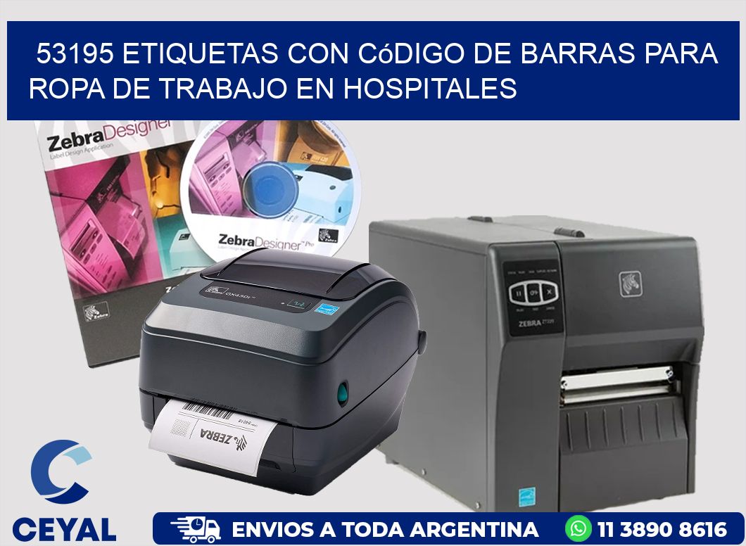 53195 Etiquetas con código de barras para ropa de trabajo en hospitales