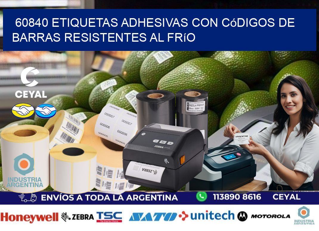 60840 Etiquetas adhesivas con códigos de barras resistentes al frío