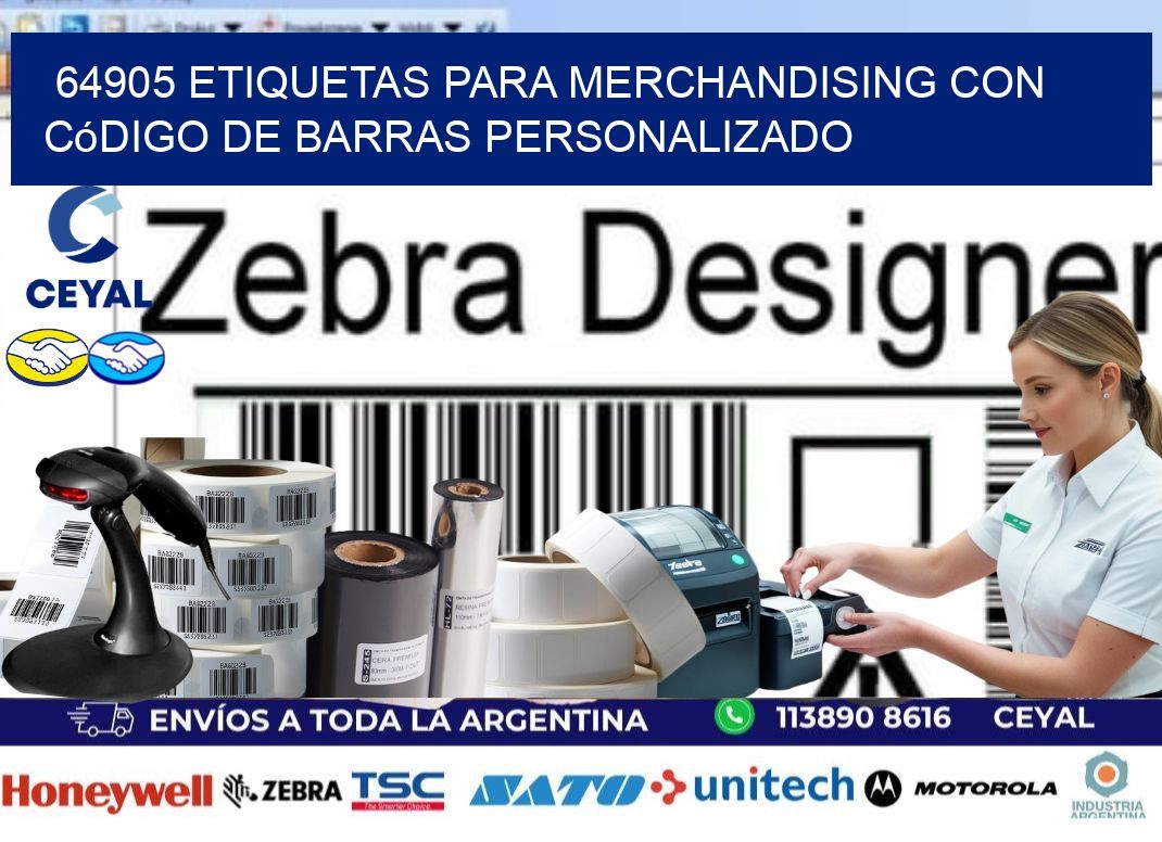 64905 etiquetas para merchandising con código de barras personalizado