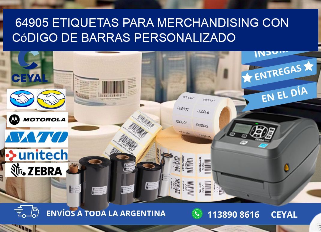 64905 etiquetas para merchandising con código de barras personalizado