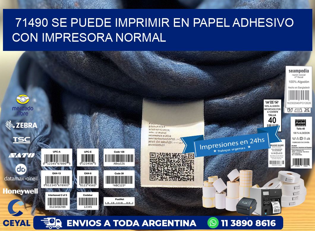 71490 Se puede imprimir en papel adhesivo con impresora normal