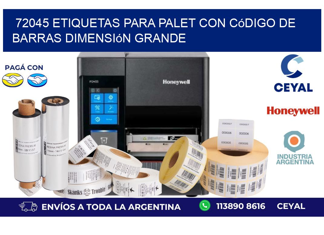 72045 etiquetas para palet con código de barras dimensión grande