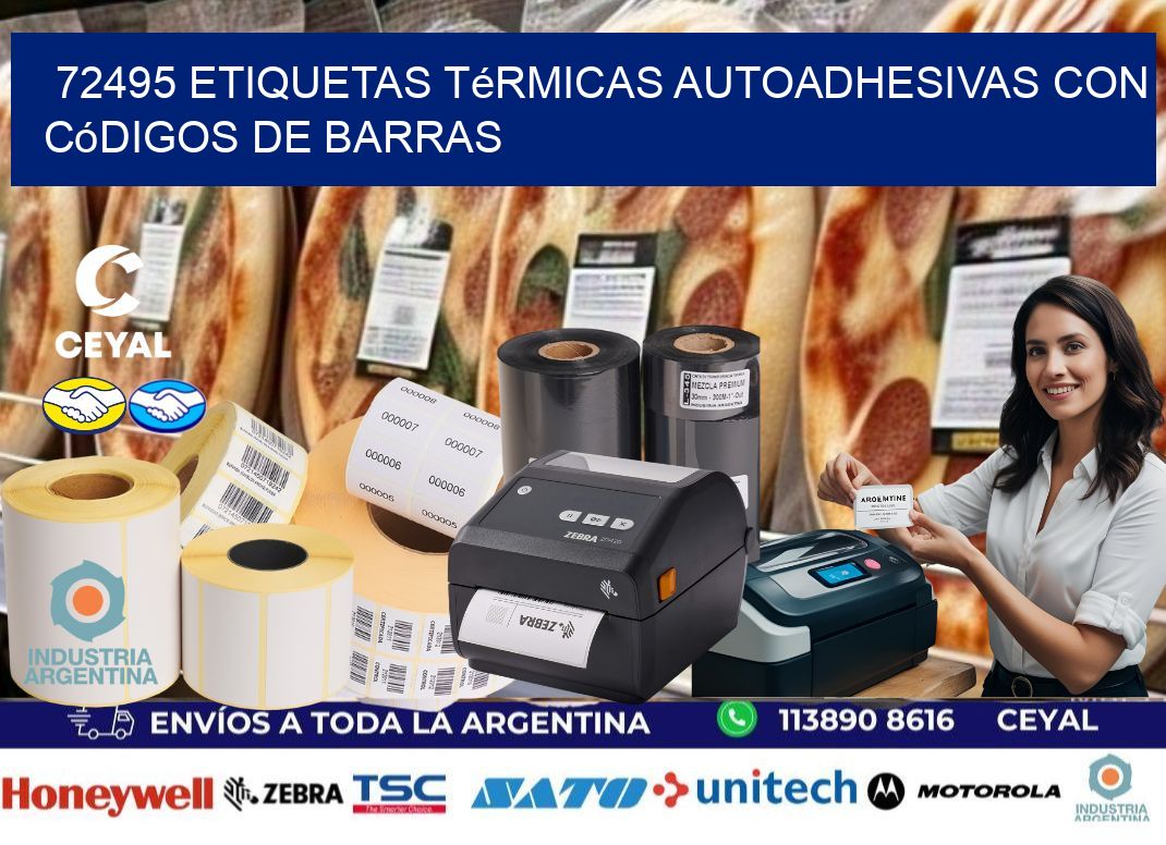 72495 Etiquetas térmicas autoadhesivas con códigos de barras