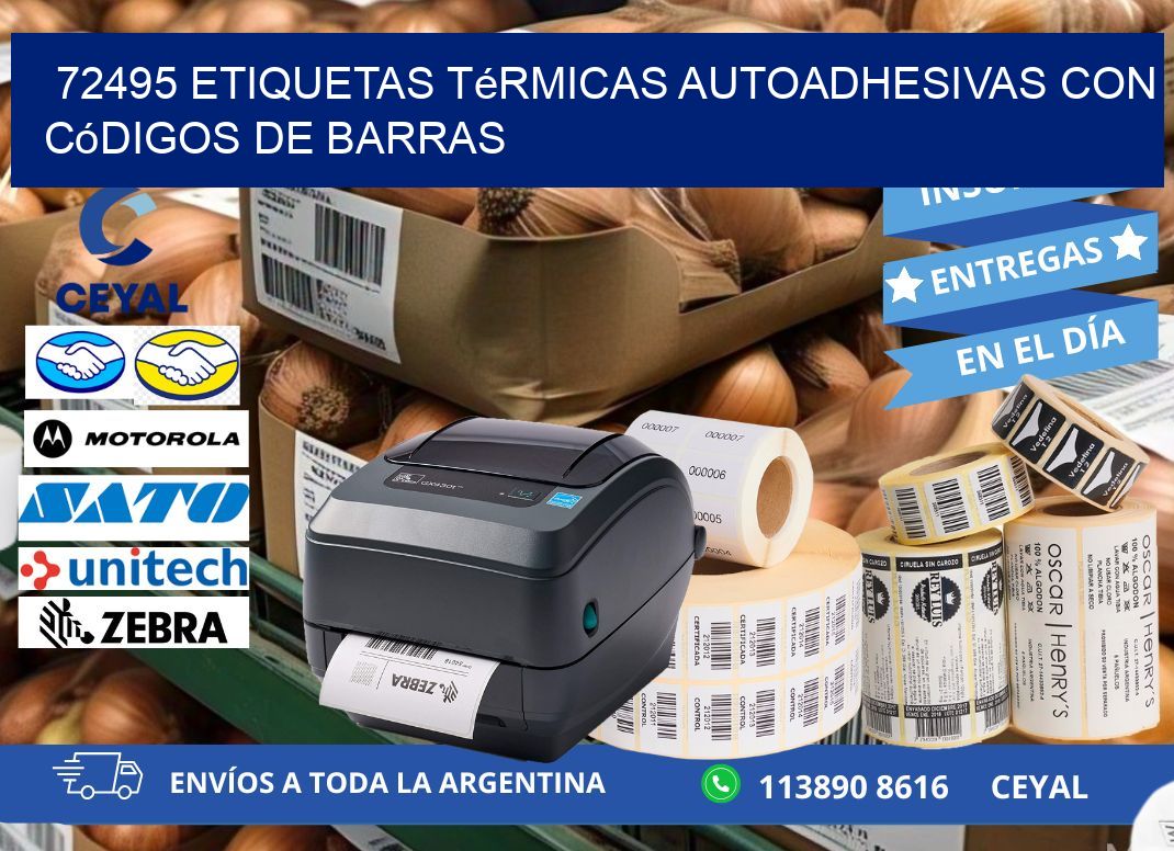72495 Etiquetas térmicas autoadhesivas con códigos de barras