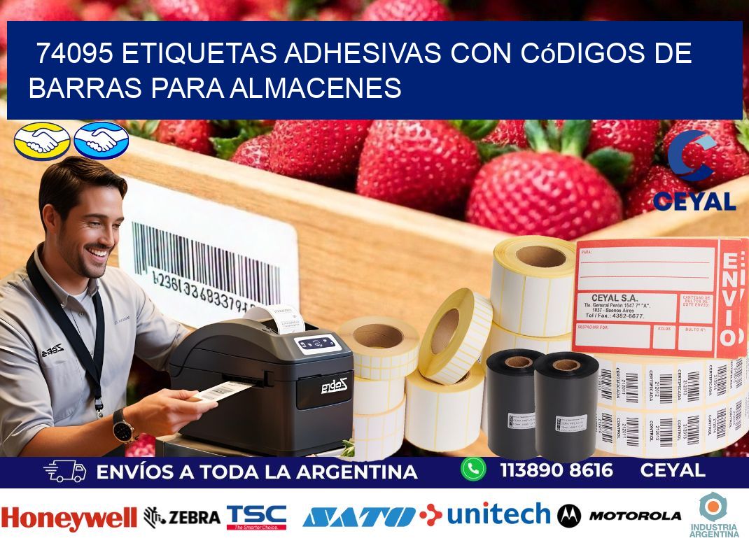 74095 etiquetas adhesivas con códigos de barras para almacenes