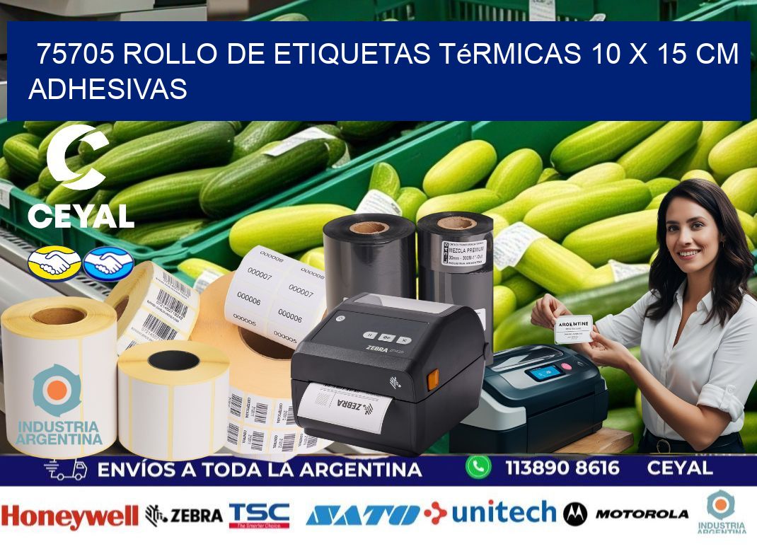 75705 Rollo de Etiquetas Térmicas 10 x 15 cm Adhesivas