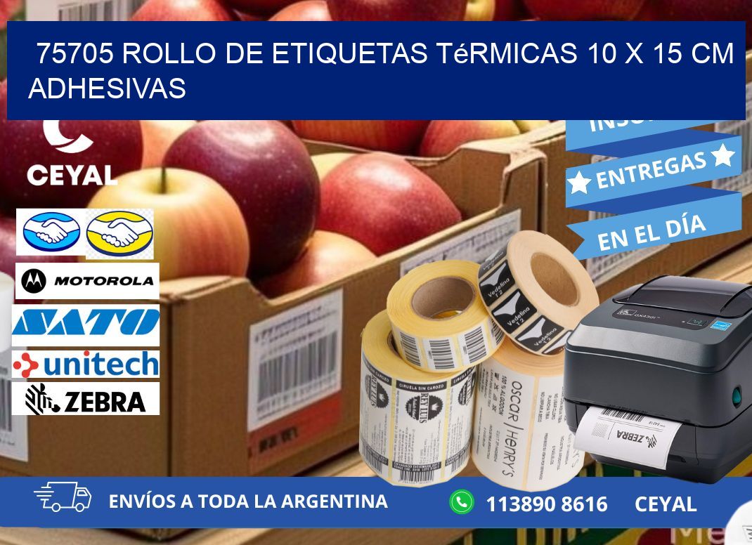 75705 Rollo de Etiquetas Térmicas 10 x 15 cm Adhesivas