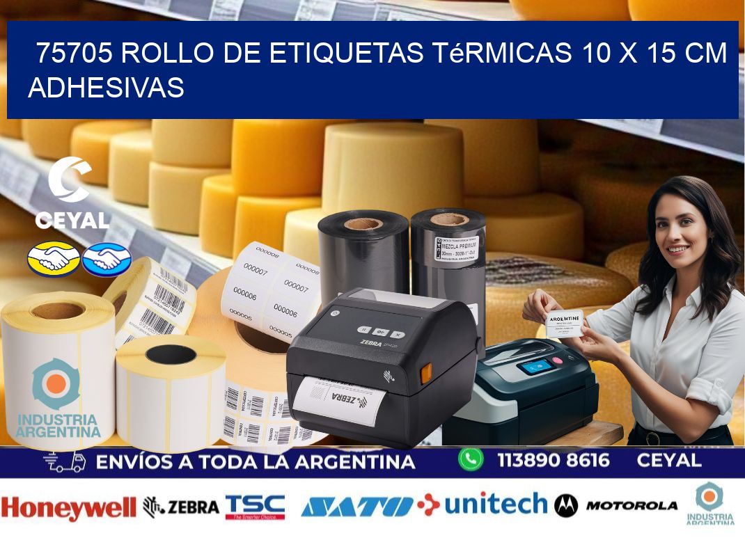 75705 Rollo de Etiquetas Térmicas 10 x 15 cm Adhesivas