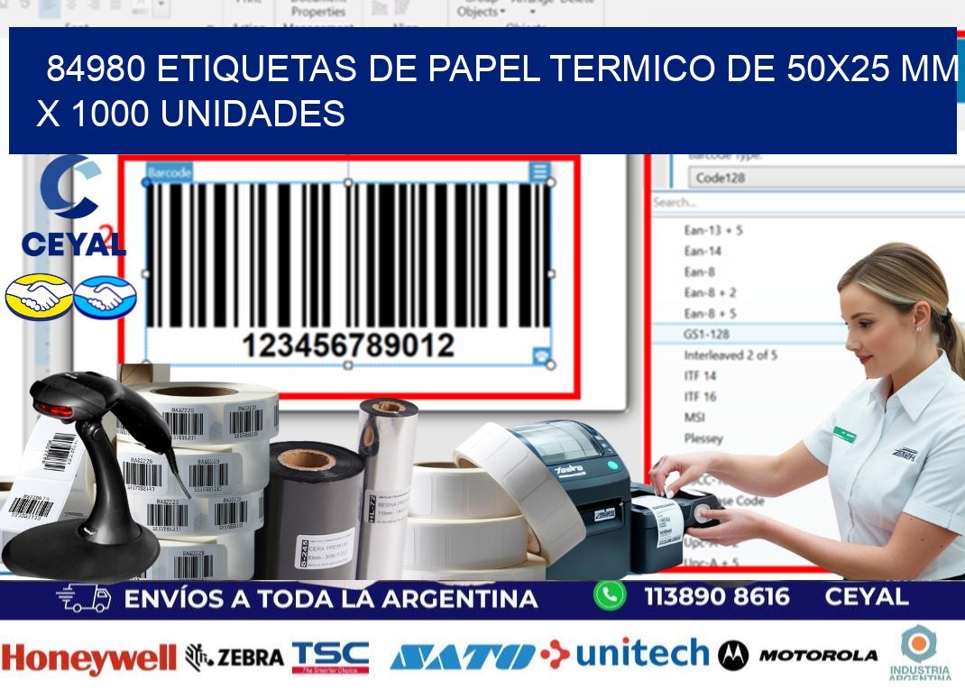 84980 Etiquetas De Papel Termico De 50x25 Mm X 1000 Unidades