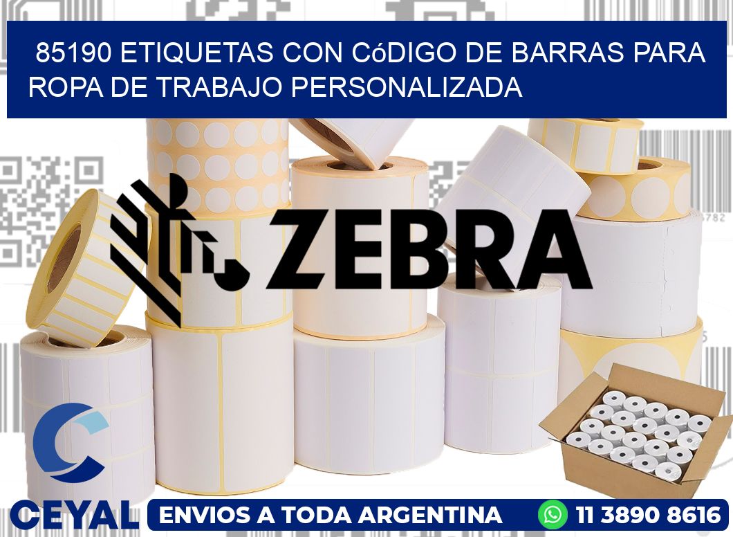 85190 Etiquetas con código de barras para ropa de trabajo personalizada
