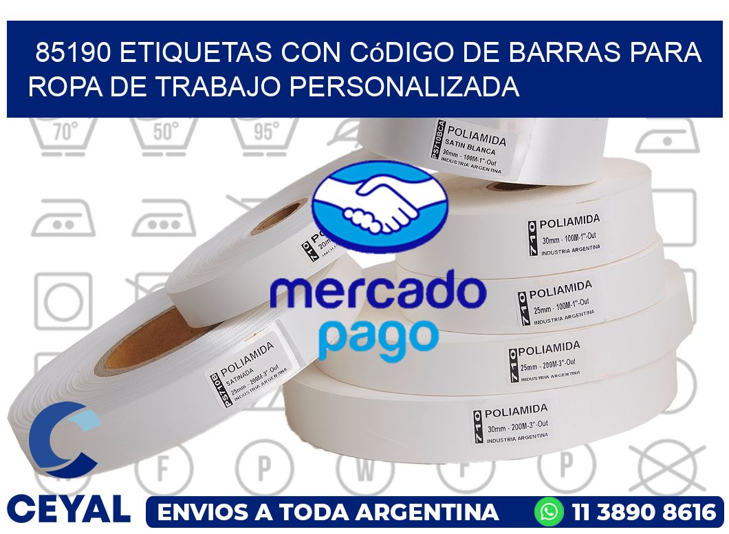 85190 Etiquetas con código de barras para ropa de trabajo personalizada