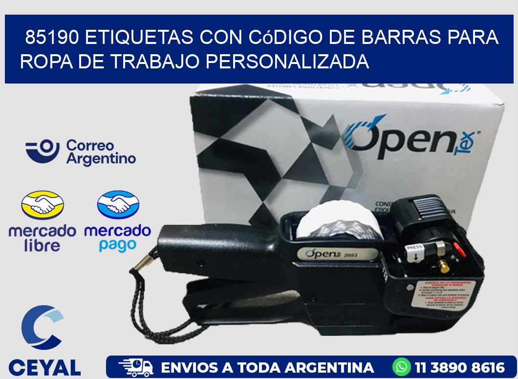 85190 Etiquetas con código de barras para ropa de trabajo personalizada