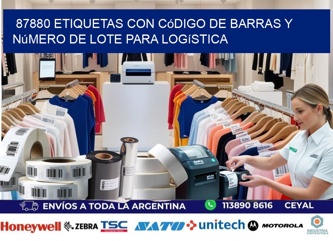 87880 etiquetas con código de barras y número de lote para logística