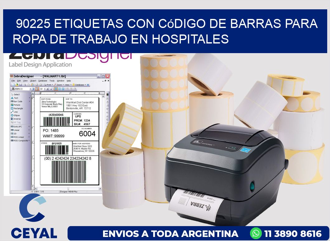 90225 Etiquetas con código de barras para ropa de trabajo en hospitales