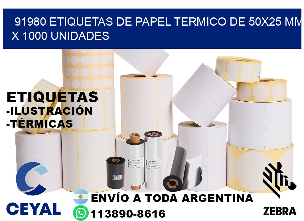 91980 Etiquetas De Papel Termico De 50x25 Mm X 1000 Unidades