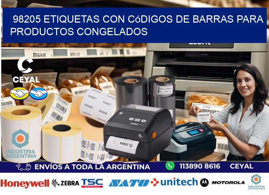 98205 Etiquetas con códigos de barras para productos congelados