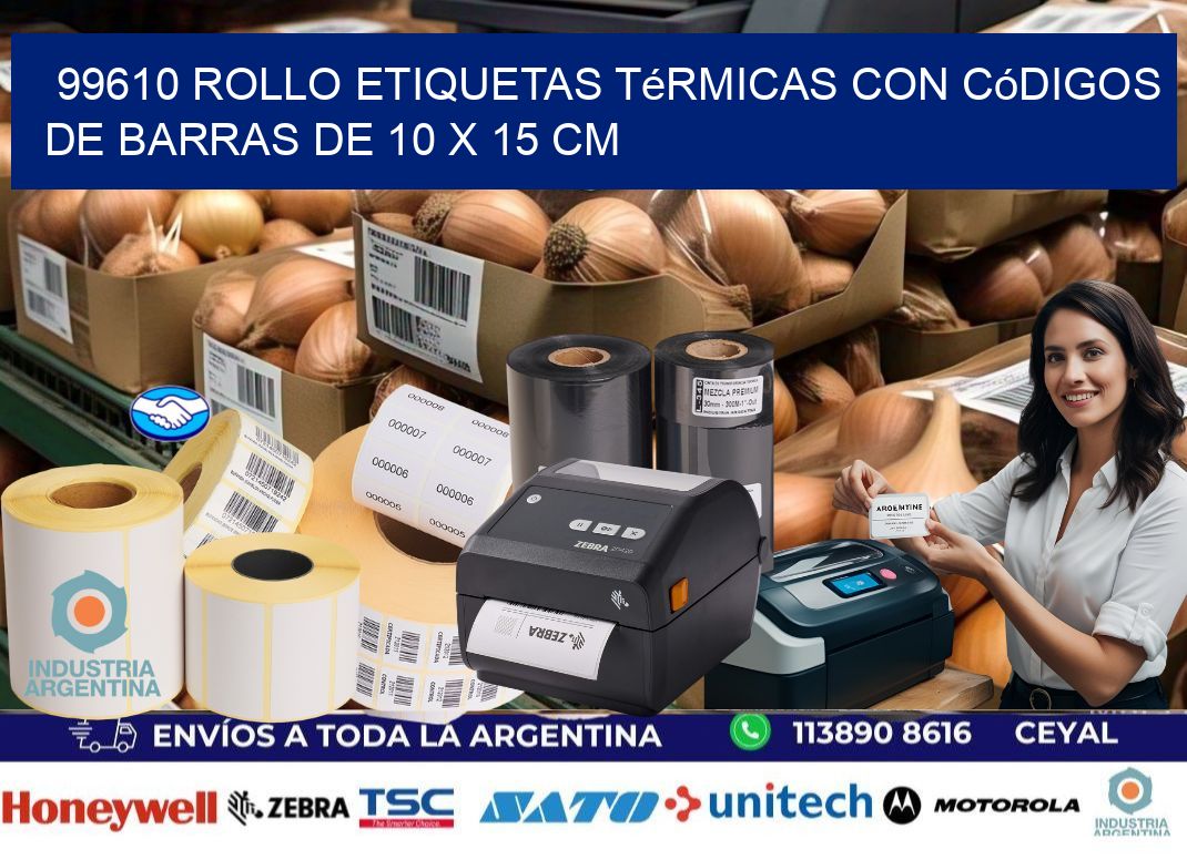 99610 Rollo etiquetas térmicas con Códigos de Barras de 10 x 15 cm