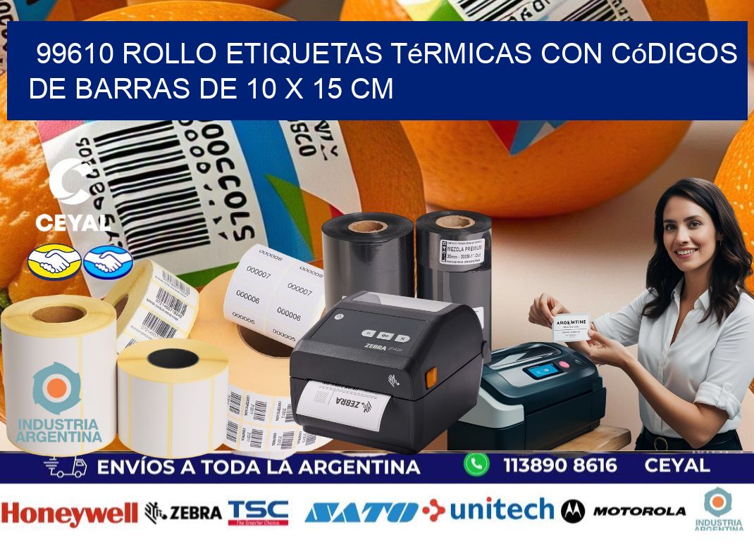 99610 Rollo etiquetas térmicas con Códigos de Barras de 10 x 15 cm
