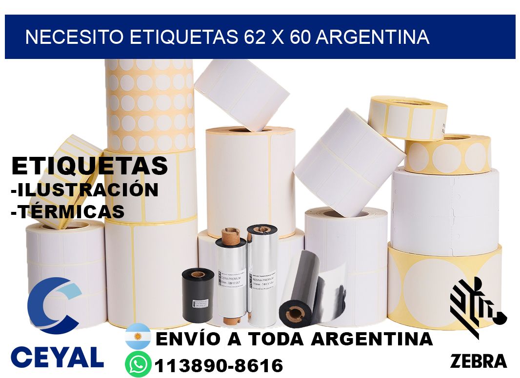 Necesito etiquetas 62 x 60 argentina