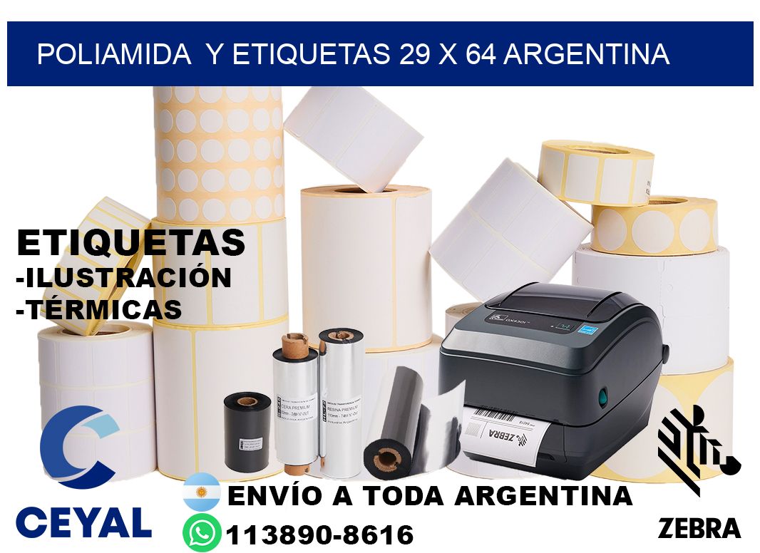 Poliamida  y etiquetas 29 x 64 argentina
