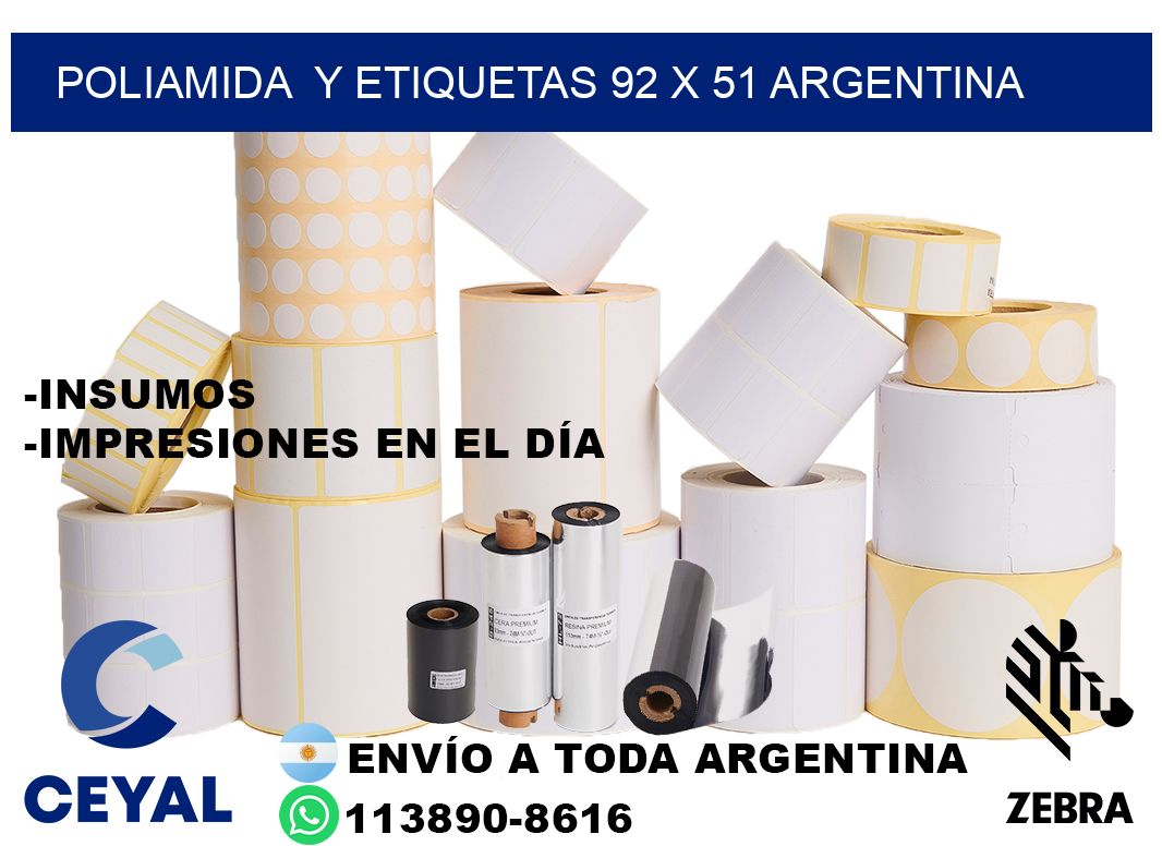 Poliamida  y etiquetas 92 x 51 argentina