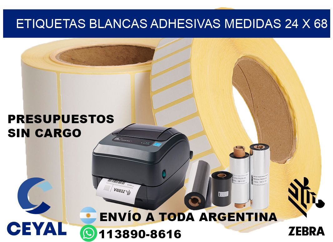 etiquetas blancas adhesivas medidas 24 x 68