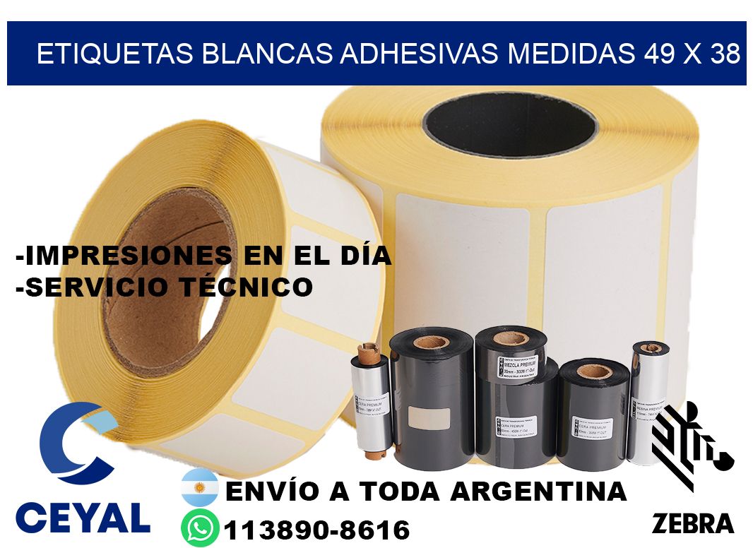 etiquetas blancas adhesivas medidas 49 x 38