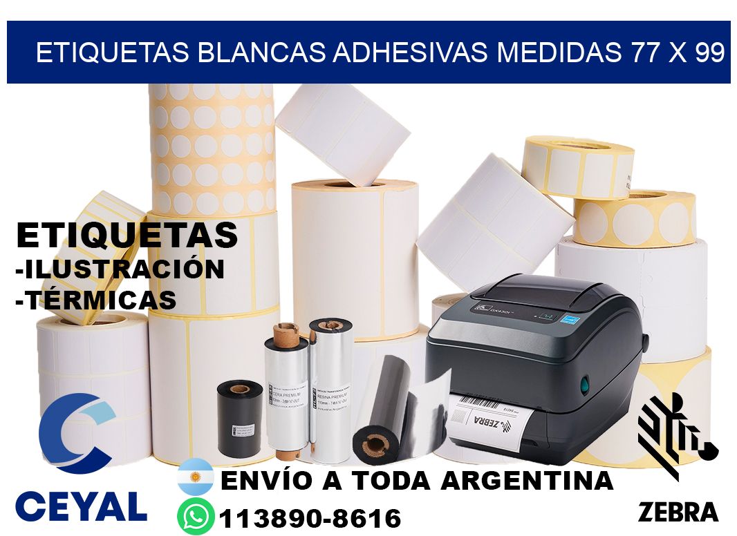 etiquetas blancas adhesivas medidas 77 x 99