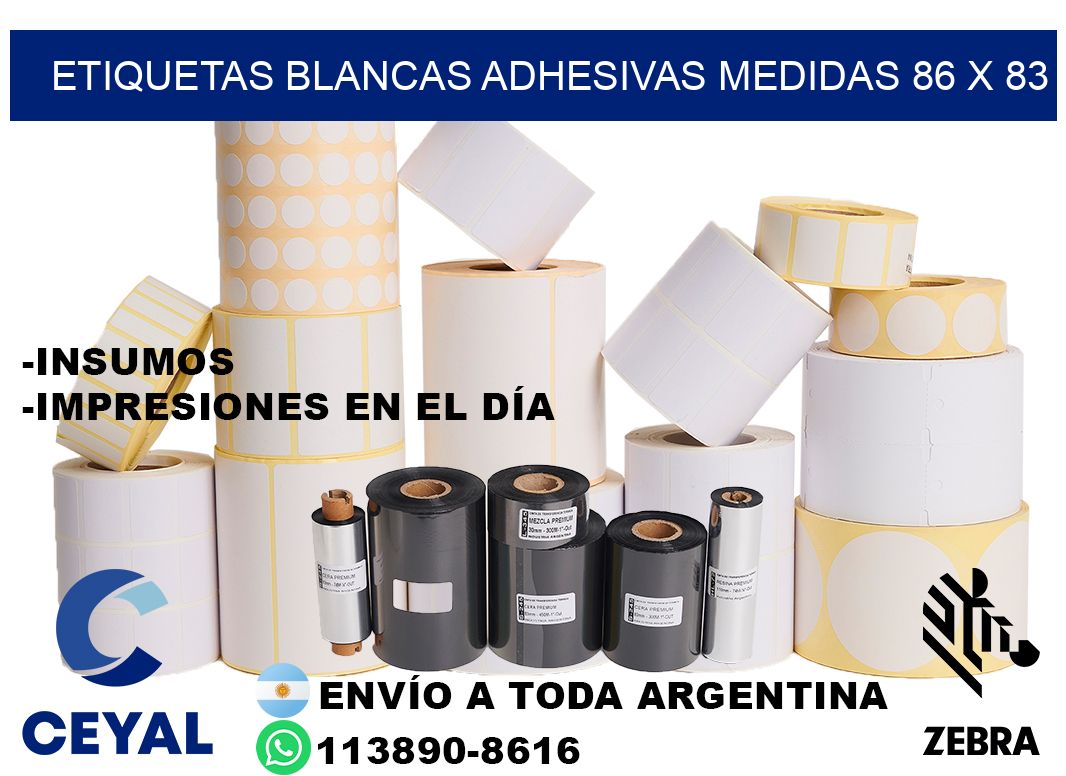 etiquetas blancas adhesivas medidas 86 x 83