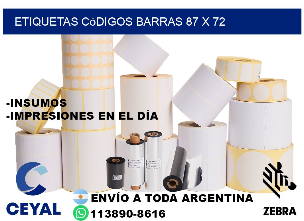 etiquetas códigos barras 87 x 72