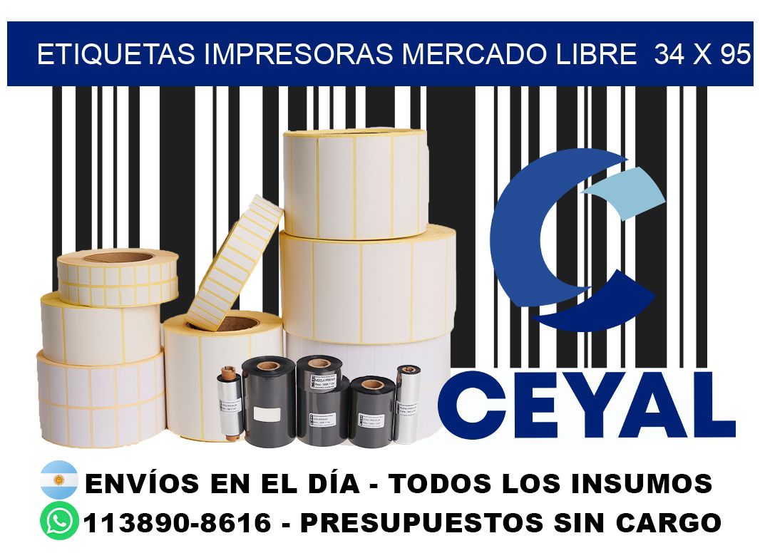 etiquetas impresoras mercado libre  34 x 95