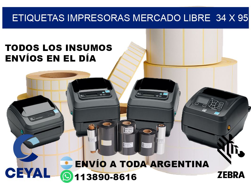 etiquetas impresoras mercado libre  34 x 95