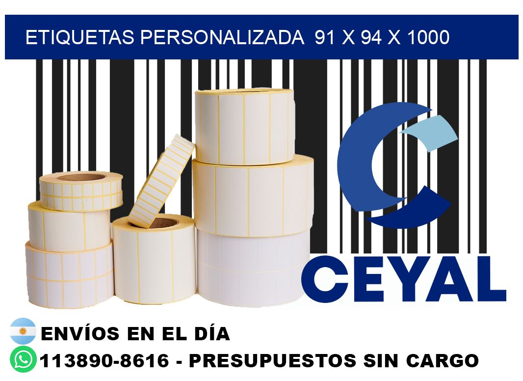 etiquetas personalizada 91 x 94 x 1000