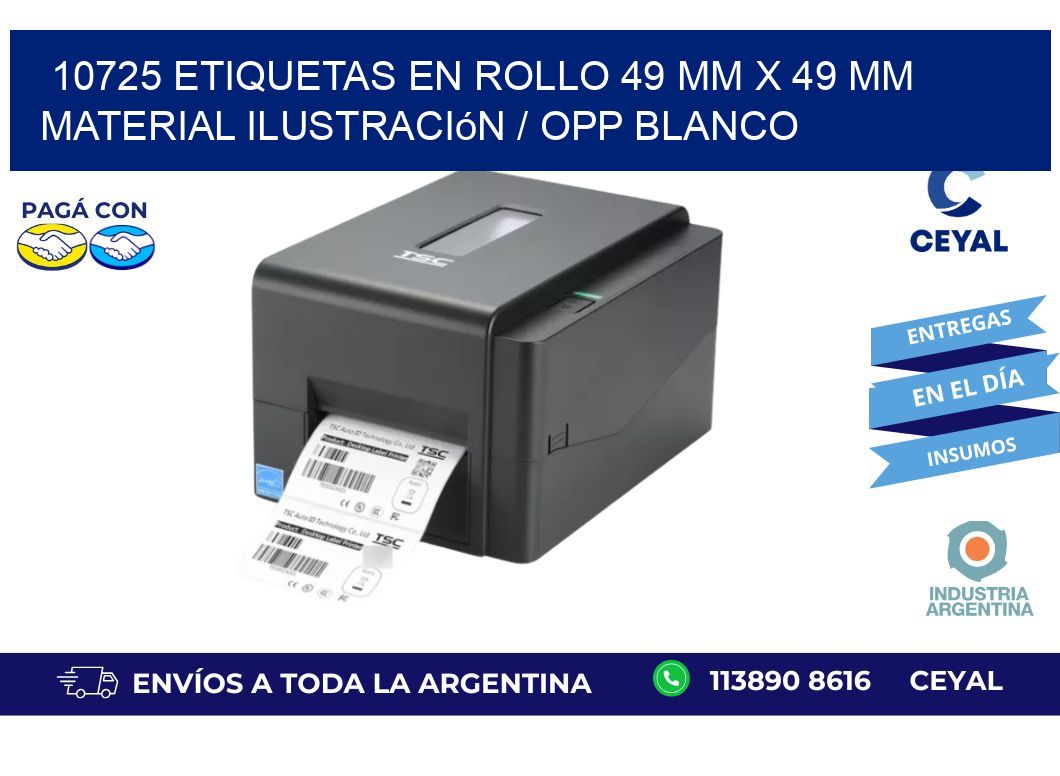 10725 Etiquetas en rollo 49 mm x 49 mm material Ilustración / OPP Blanco