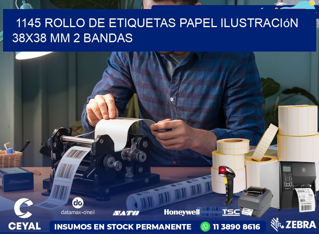 1145 Rollo de Etiquetas Papel Ilustración 38×38 Mm 2 Bandas