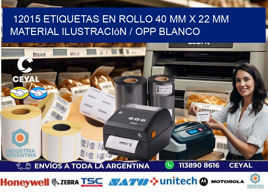 12015 Etiquetas en rollo 40 mm x 22 mm material Ilustración / OPP Blanco