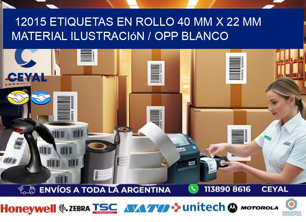 12015 Etiquetas en rollo 40 mm x 22 mm material Ilustración / OPP Blanco